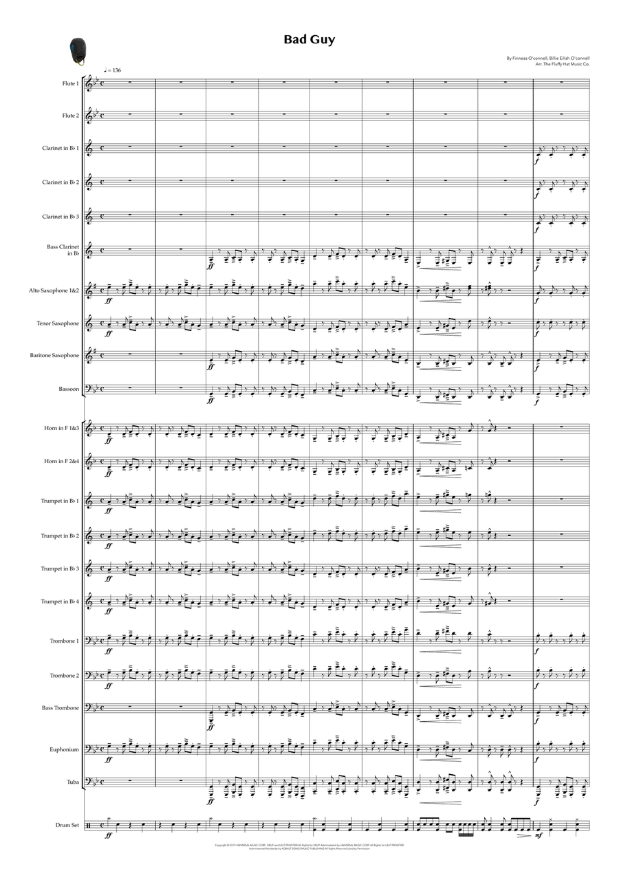 Bad Guy Marching Band scores gallery preview page 1