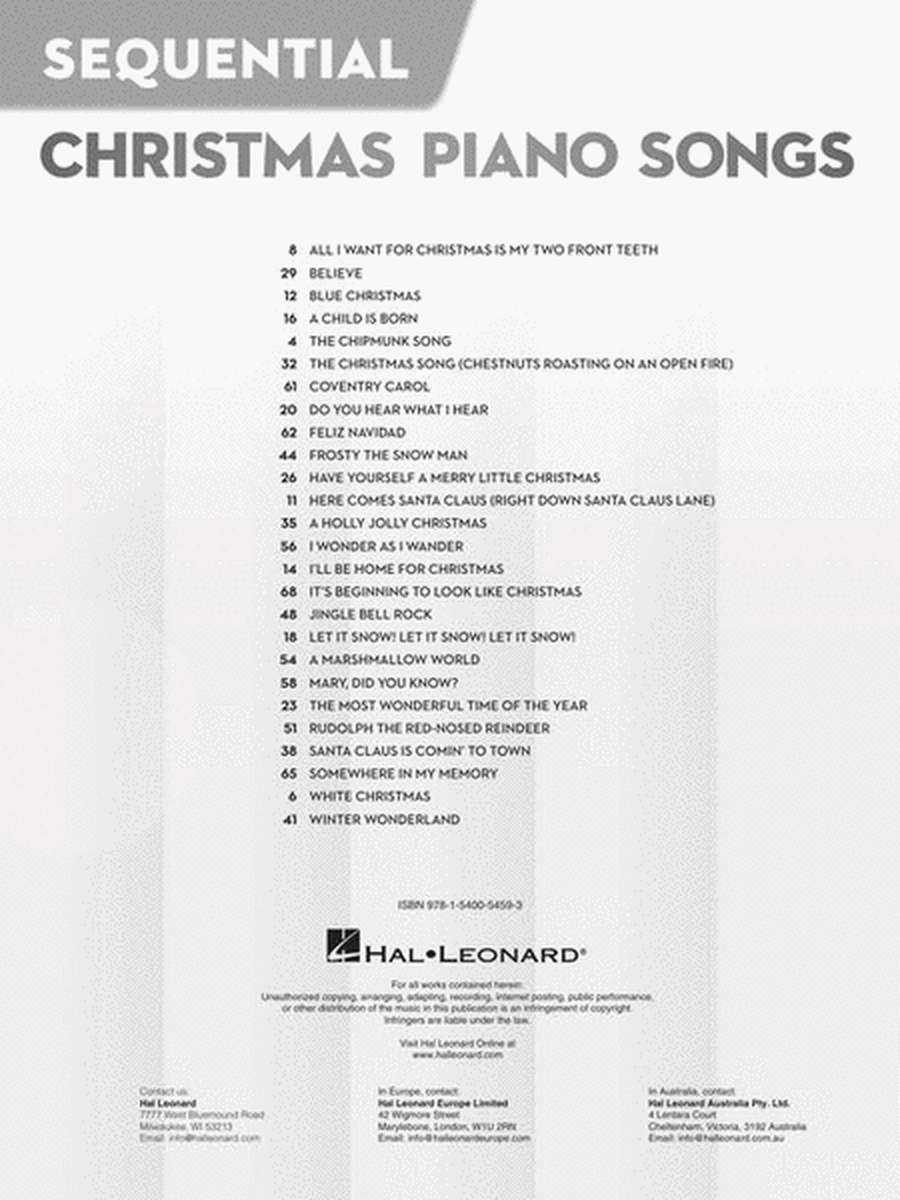 Sequential Christmas Piano Songs