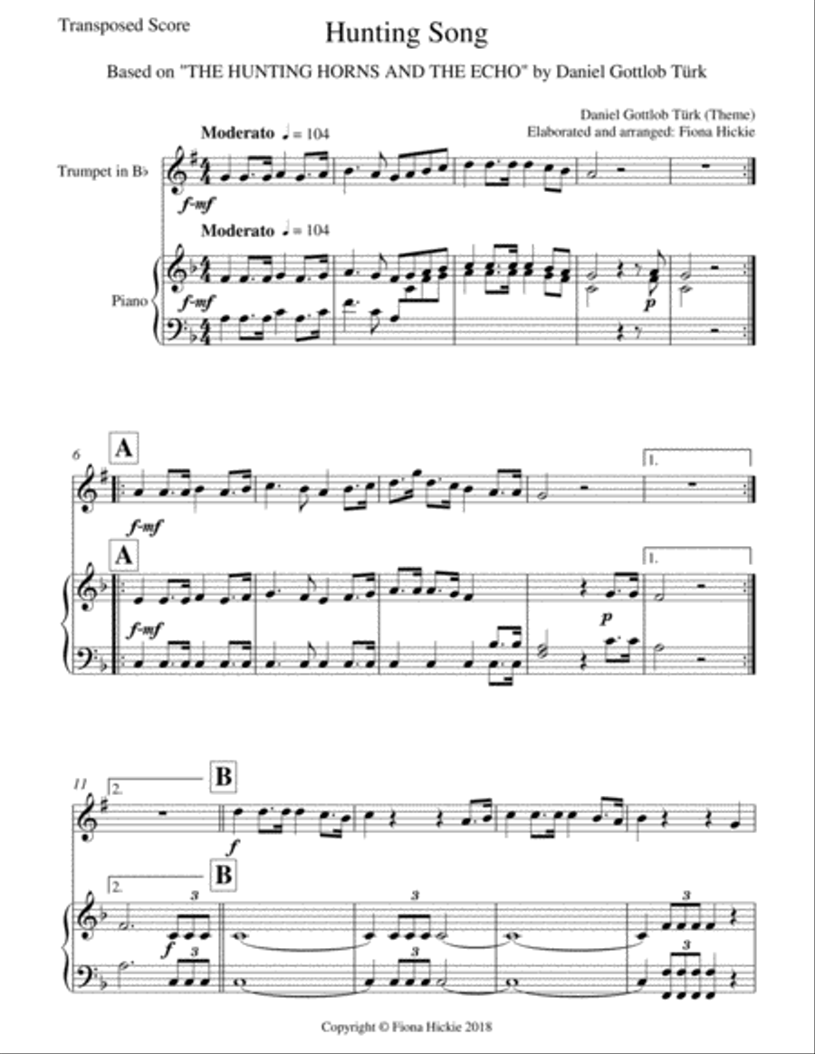Hunting Song Trumpet Solo scores gallery preview page 2