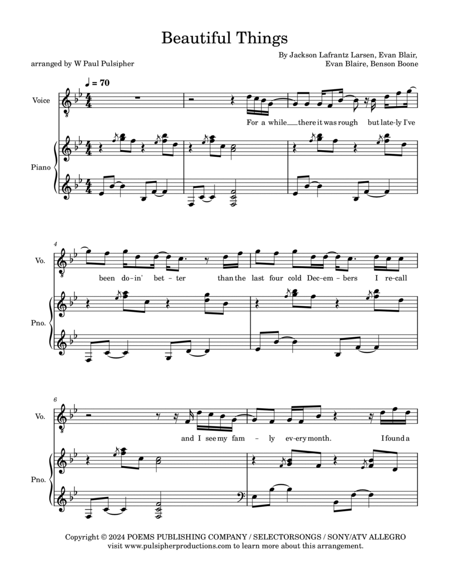 Beautiful Things Voice scores gallery preview page 1