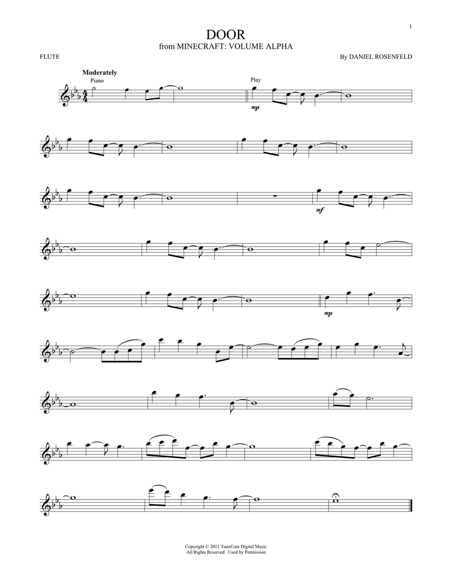 Door (from Minecraft) Door (from Minecraft) Flute Solo scores gallery preview page 1
