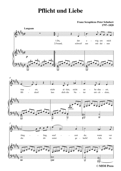 Schubert-Pflicht und Liebe,in g sharp minor,for Voice and Piano image number null