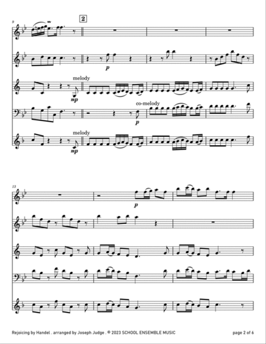 Rejoicing by Handel for Woodwind Quartet in Schools Woodwind Quartet scores gallery preview page 2
