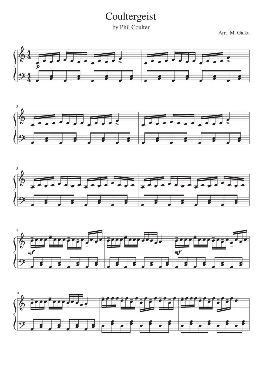 Coultergeist by Phil Coulter Piano Solo - Digital Sheet Music