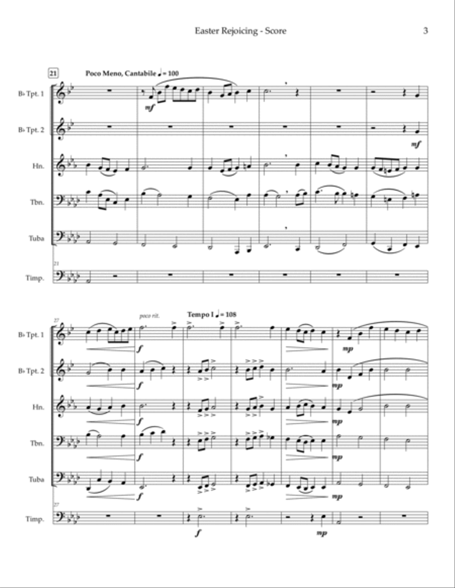 Easter Rejoicing — hymn medley for brass quintet, optional timpani Brass Quintet scores gallery preview page 4