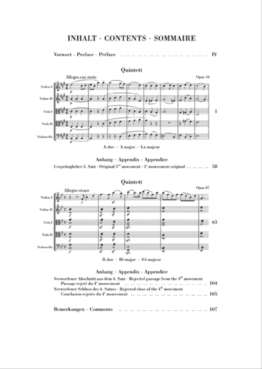 String Quintets, Op. 18 and 87 String Quintet scores gallery preview page 2