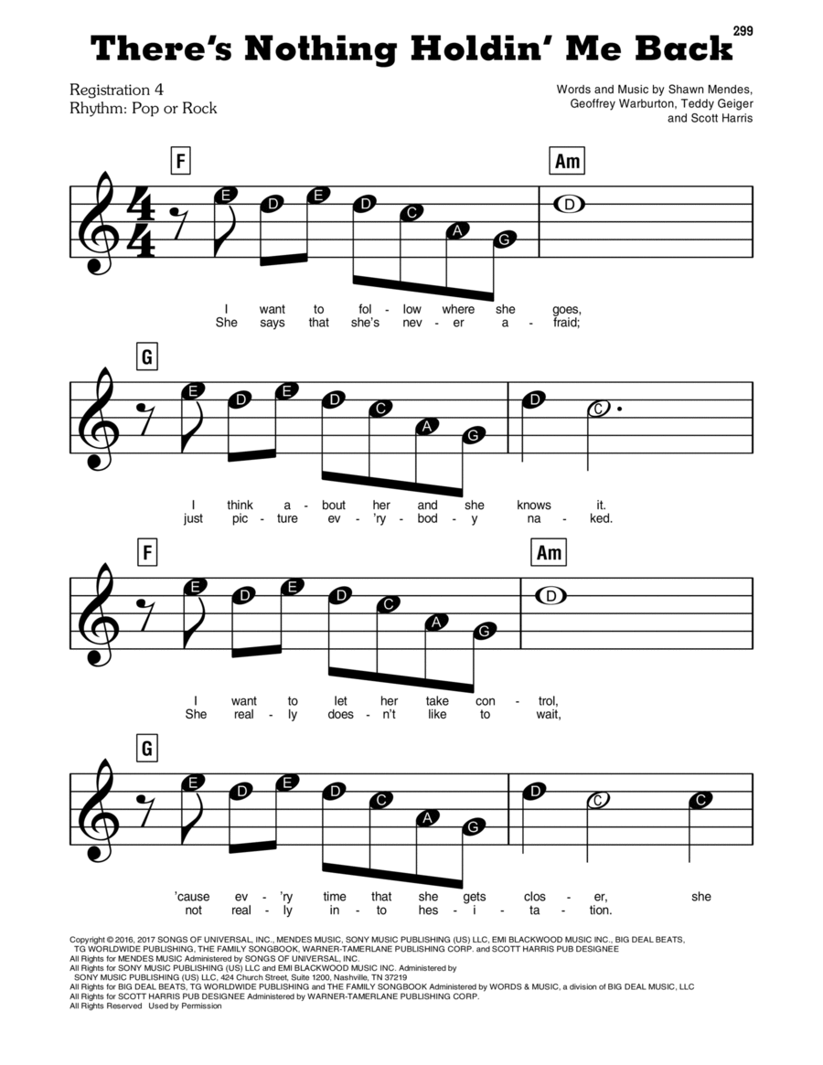 There's Nothing Holdin' Me Back Easy Piano scores gallery preview page 1
