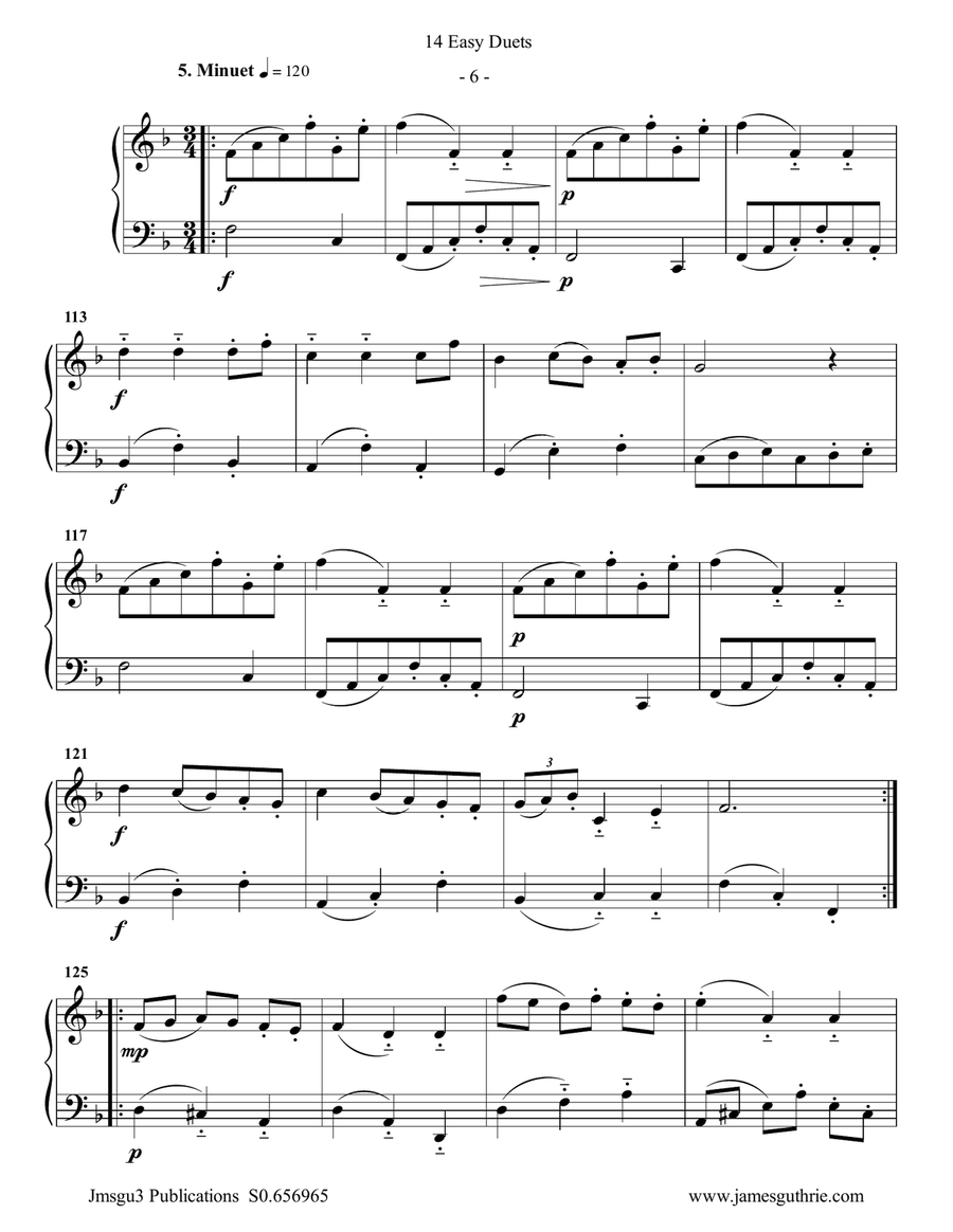 Bach: 14 Easy Duets for Flute & Cello Flute scores gallery preview page 6