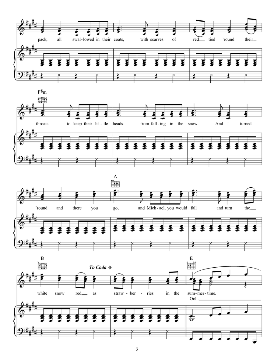 White Winter Hymnal White Winter Hymnal Piano, Vocal, Guitar scores gallery preview page 2
