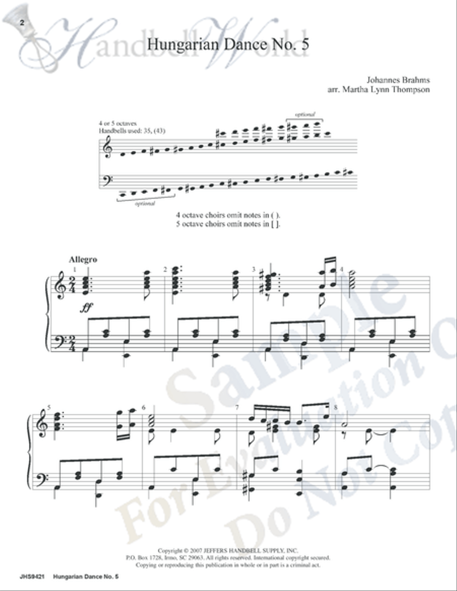 Hungarian Dance No. 5 5-Octaves scores gallery preview page 2