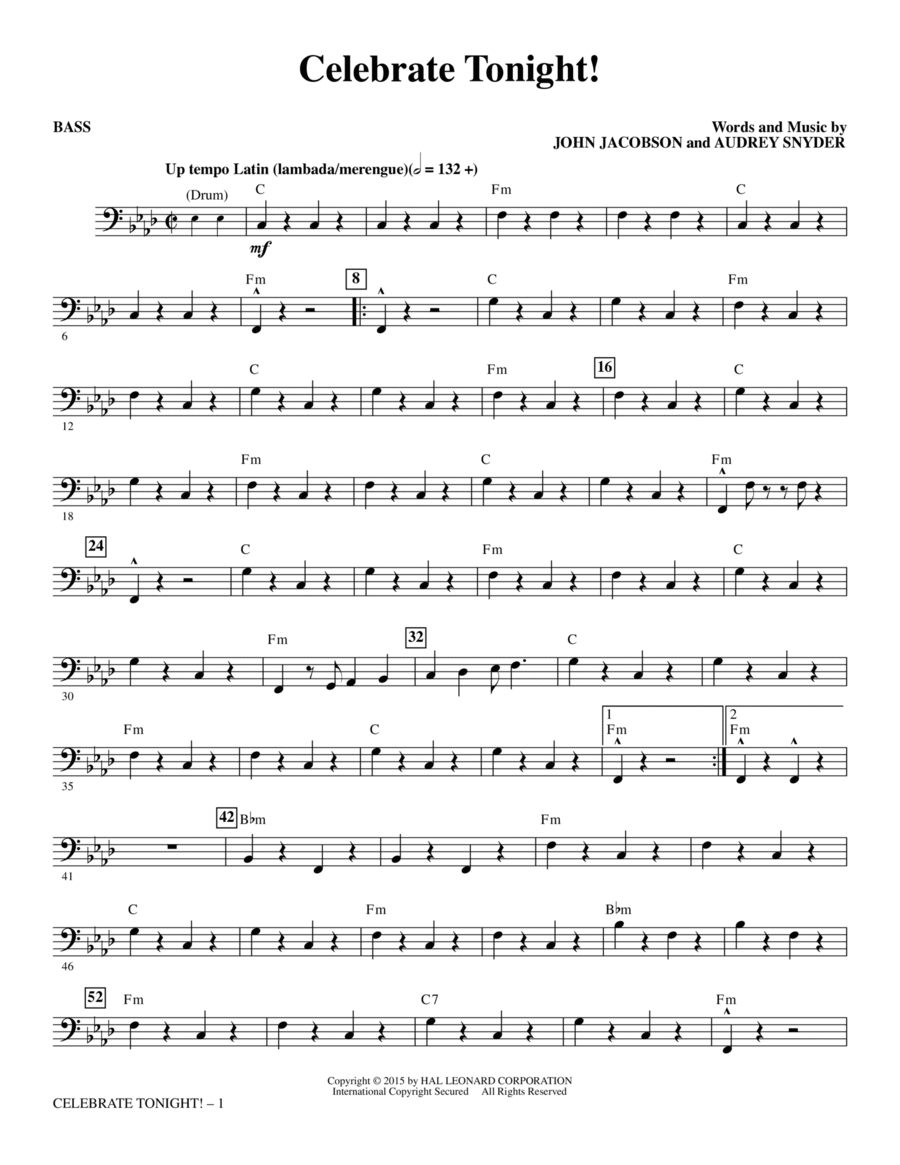 Celebrate Tonight! - Bass Choir scores gallery preview page 1