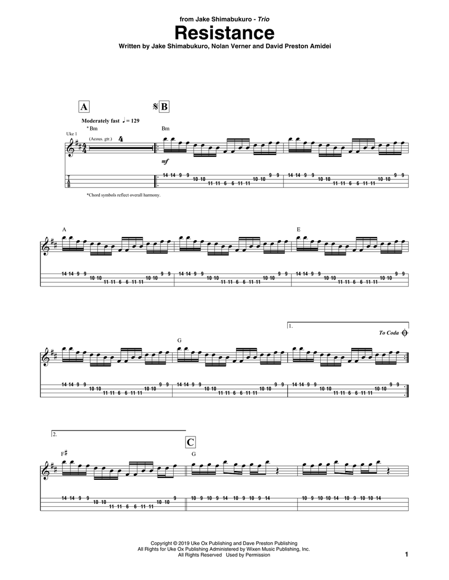 Resistance Ukulele scores gallery preview page 1