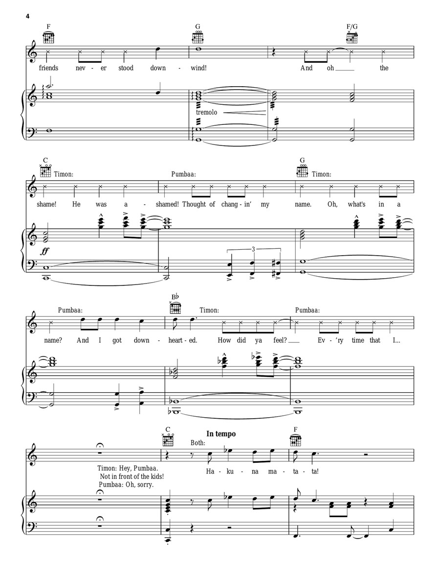 Hakuna Matata (from The Lion King) Guitar scores gallery preview page 4