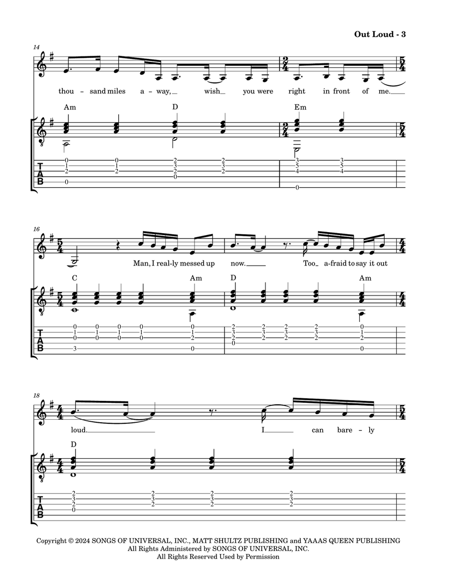 Out Loud Out Loud Acoustic Guitar scores gallery preview page 5