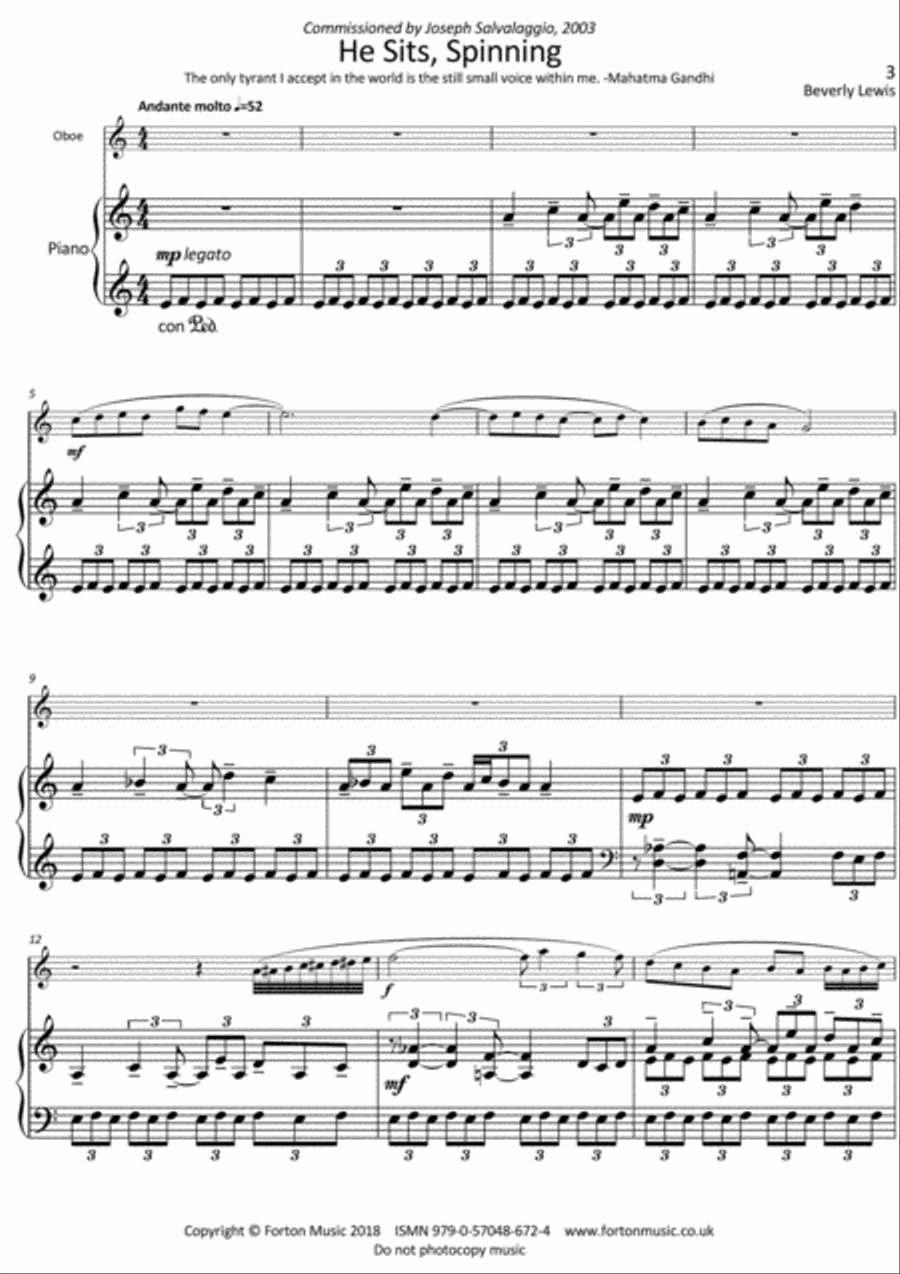 He Sits, Spinning Piano Accompaniment scores gallery preview page 2