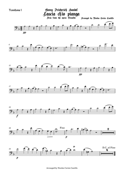 Handel - Lascia ch'io pianga - Trombone Quartet image number null