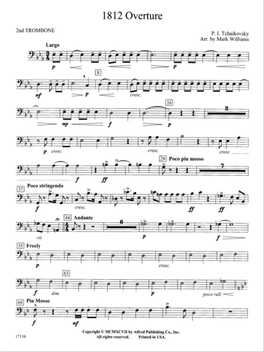 1812 Overture: 2nd Trombone Concert Band scores gallery preview page 1