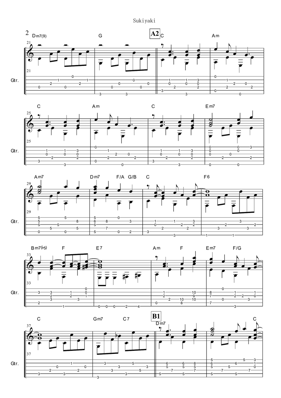 Sukiyaki Sukiyaki Guitar Solo scores gallery preview page 2