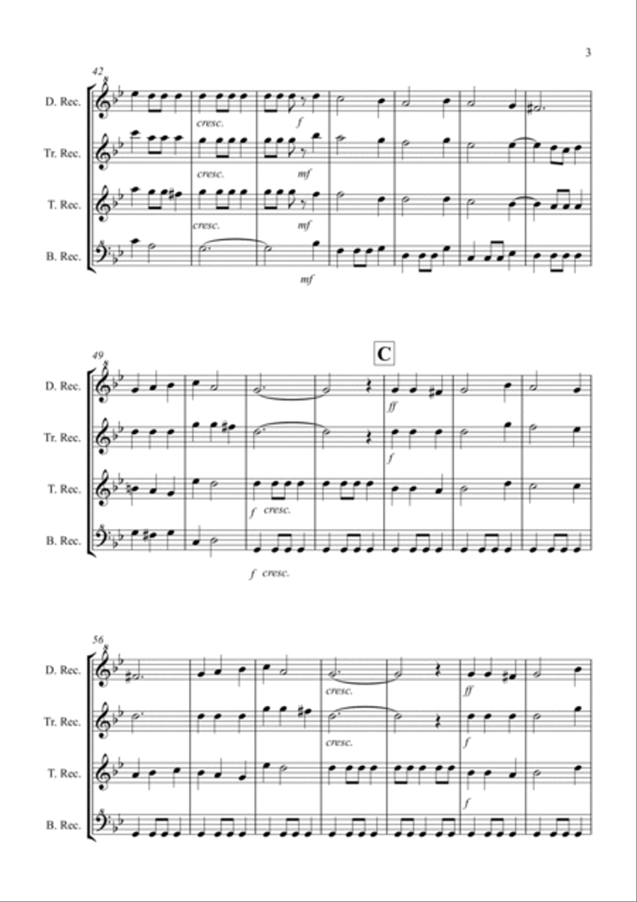 Coventry Carol for Recorder Quartet Recorder scores gallery preview page 3