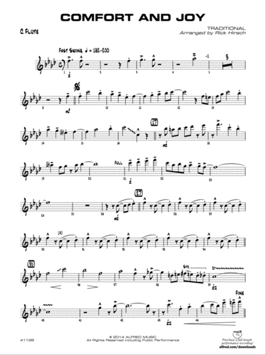 Comfort and Joy: Flute Comfort and Joy: Flute Jazz Ensemble scores gallery preview page 1