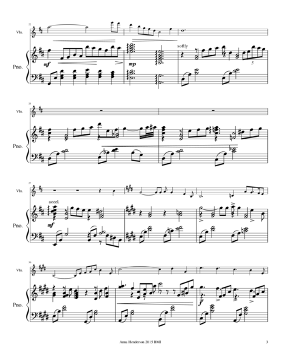 Serenade for the Violin Piano Solo scores gallery preview page 3