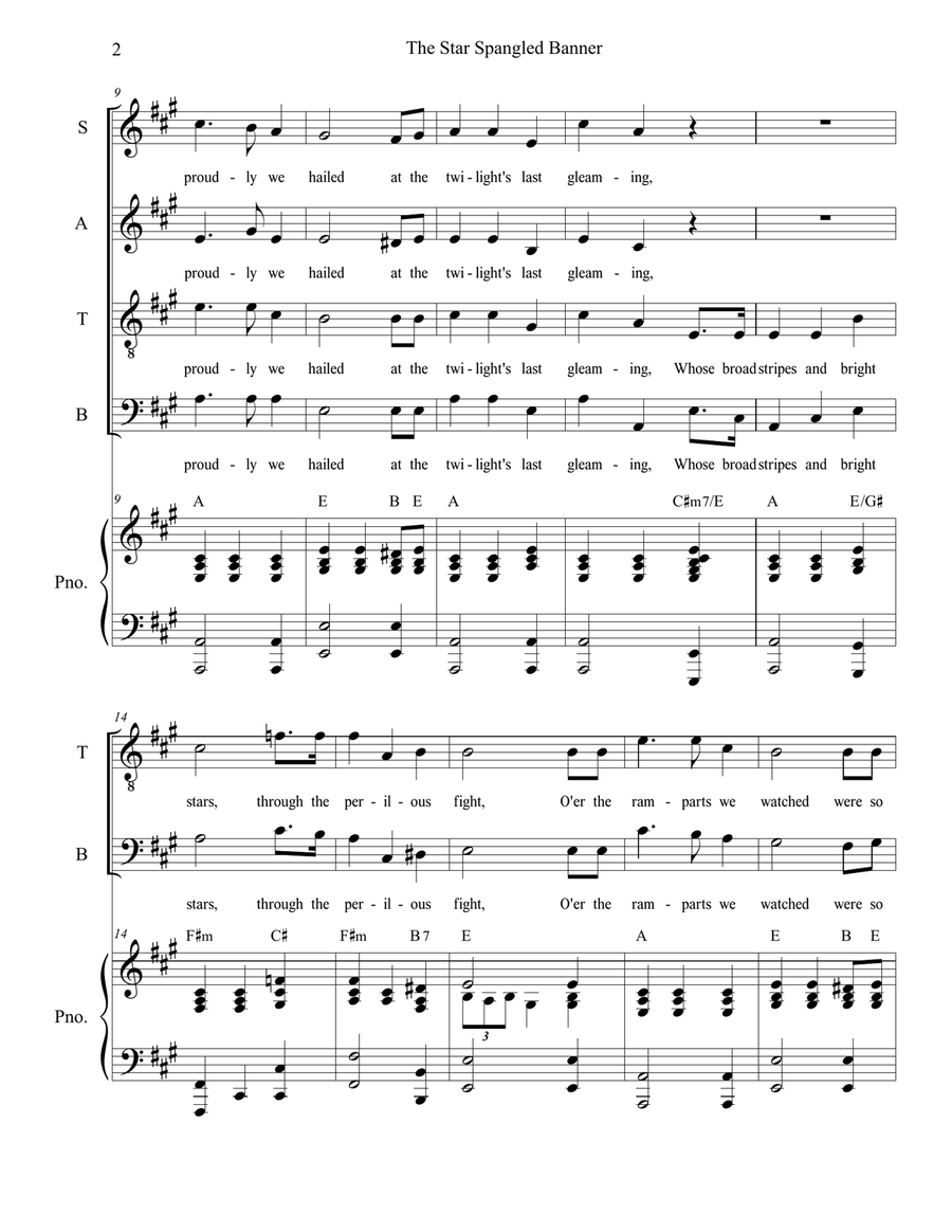 The Star Spangled Banner (for SATB) 4-Part scores gallery preview page 3