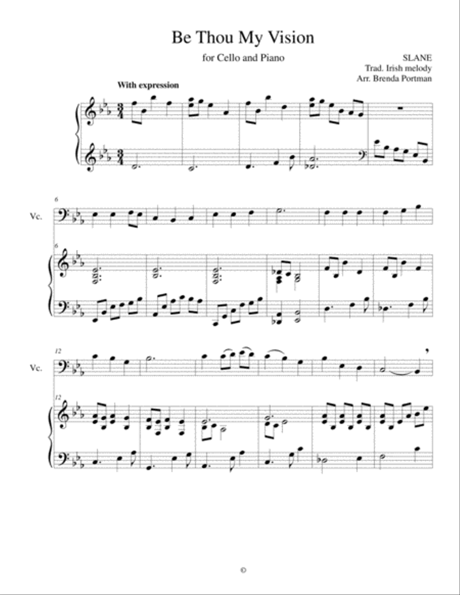 Be Thou My Vision (cello/piano), arr. Brenda Portman Piano scores gallery preview page 1