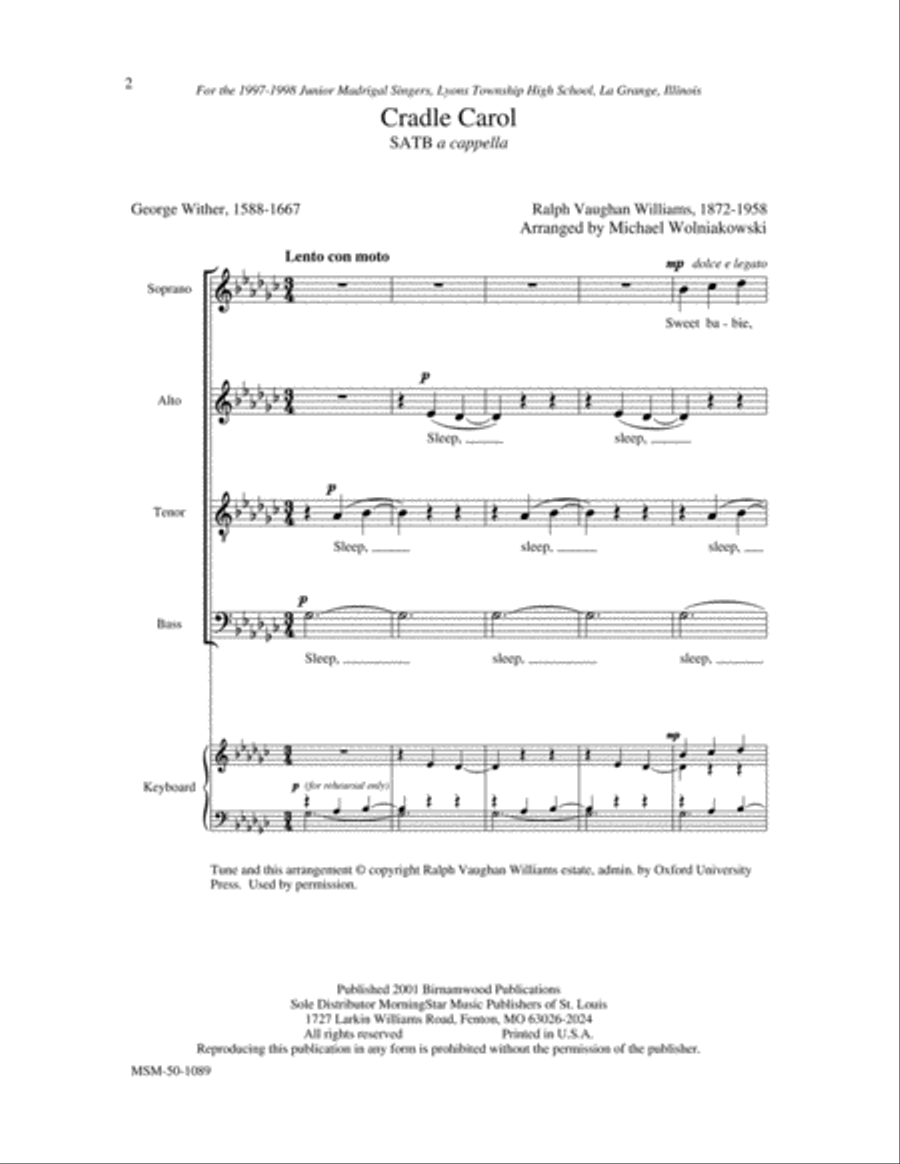 Cradle Carol 4-Part scores gallery preview page 2