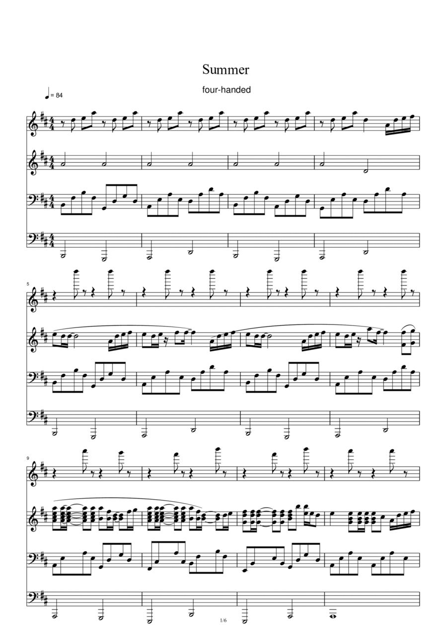 Summer Piano Solo scores gallery preview page 1