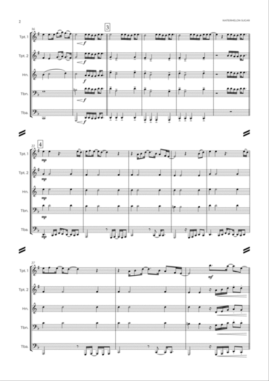 Watermelon Sugar Brass Ensemble scores gallery preview page 3