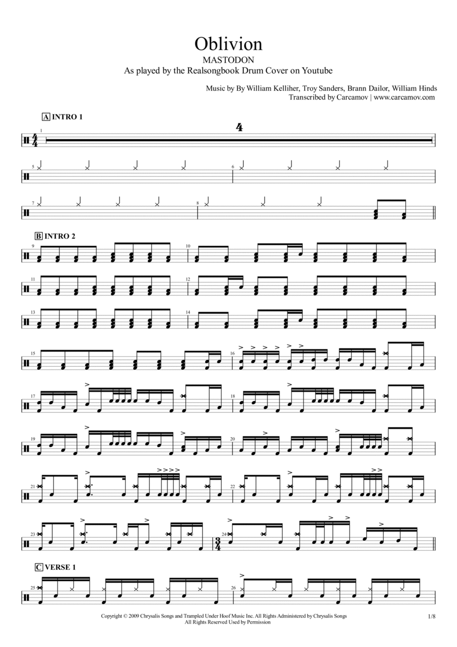 Oblivion Drum Set scores gallery preview page 1