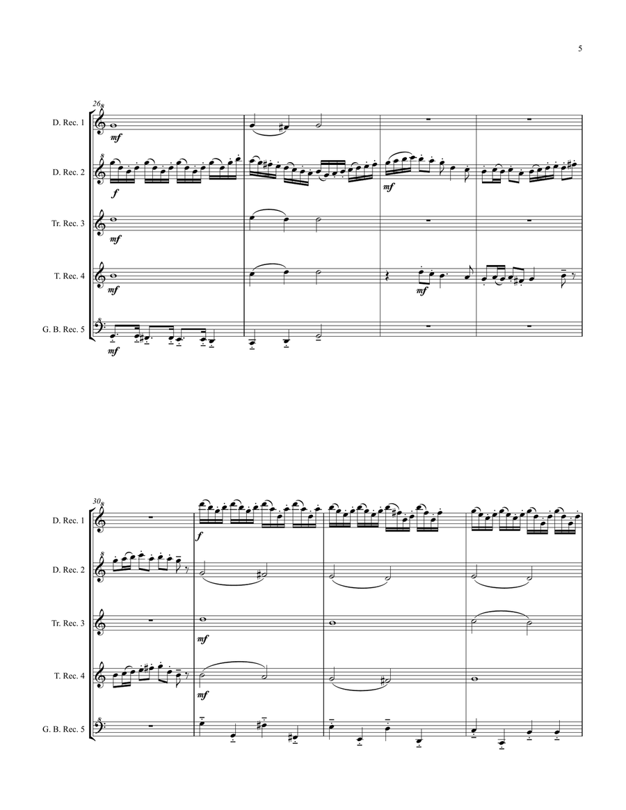 The Arrival of the Queen of Sheba for Recorder Consort/Quintet Woodwind Ensemble scores gallery preview page 5