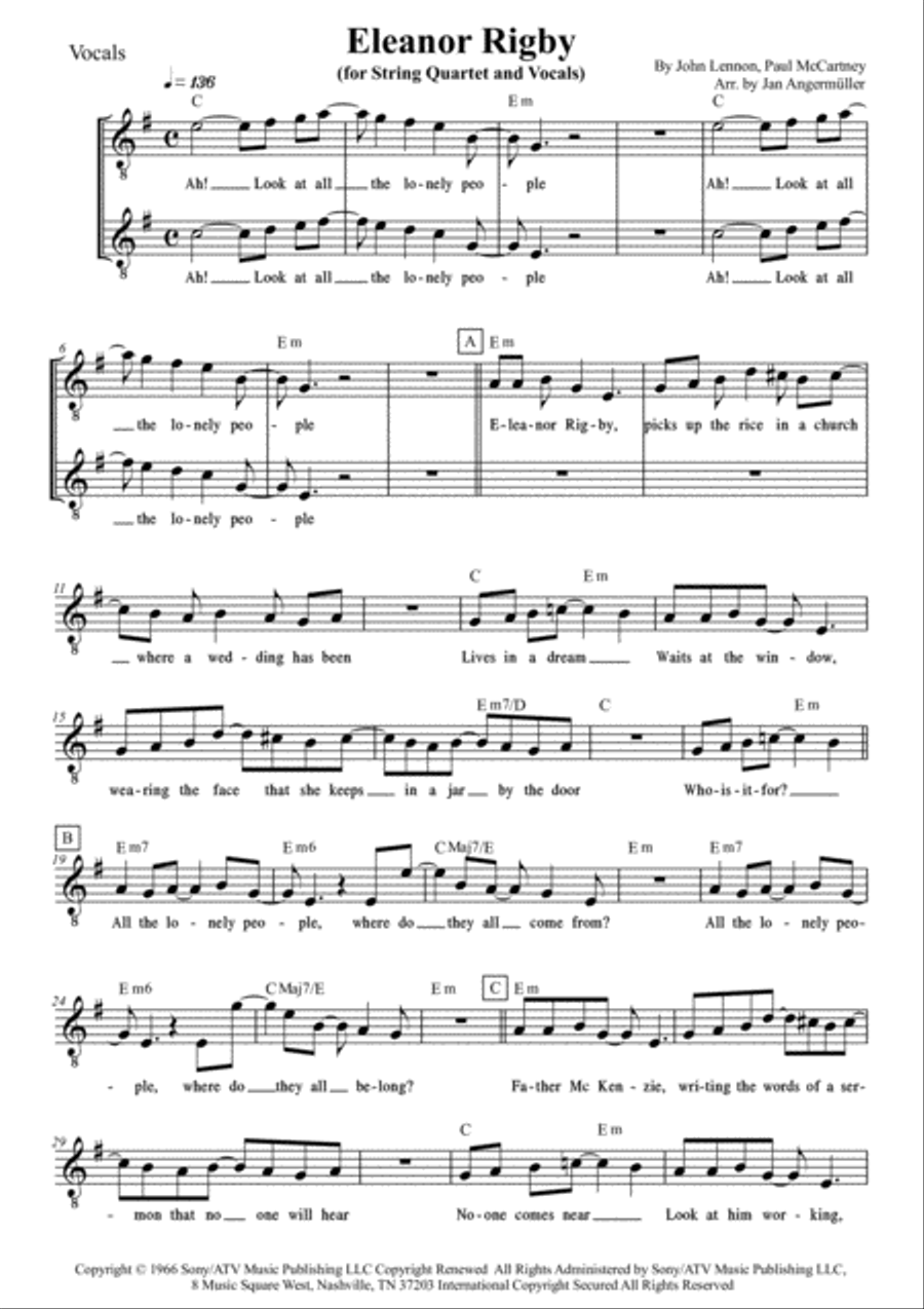 Eleanor Rigby String Quartet scores gallery preview page 4