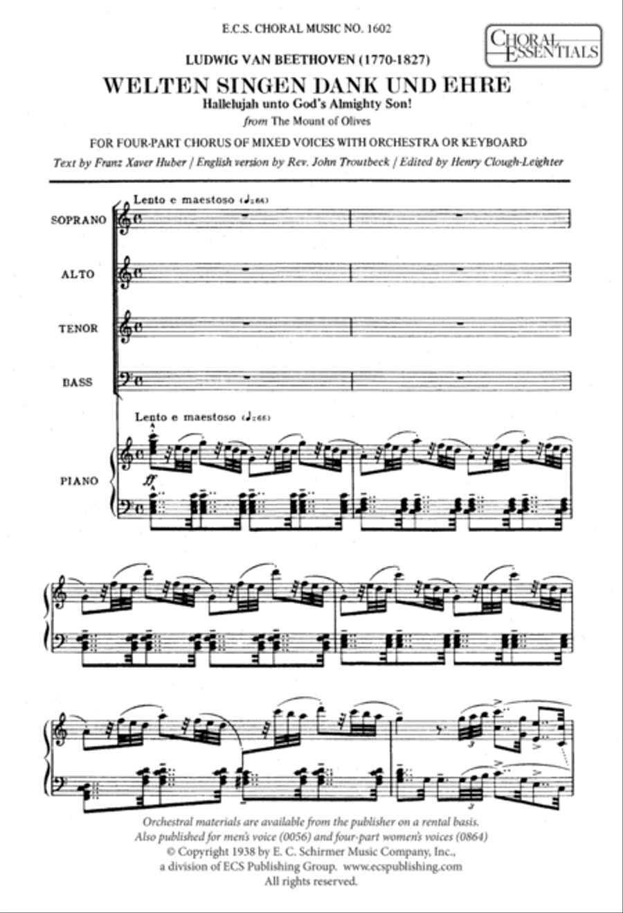 Welten Singen Dank Und Ehre (Hallelujah unto God's Almighty Son!) 4-Part scores gallery preview page 2