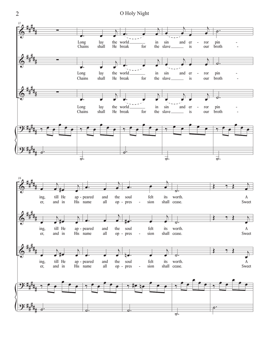 O Holy Night for SSA and piano SSA scores gallery preview page 2