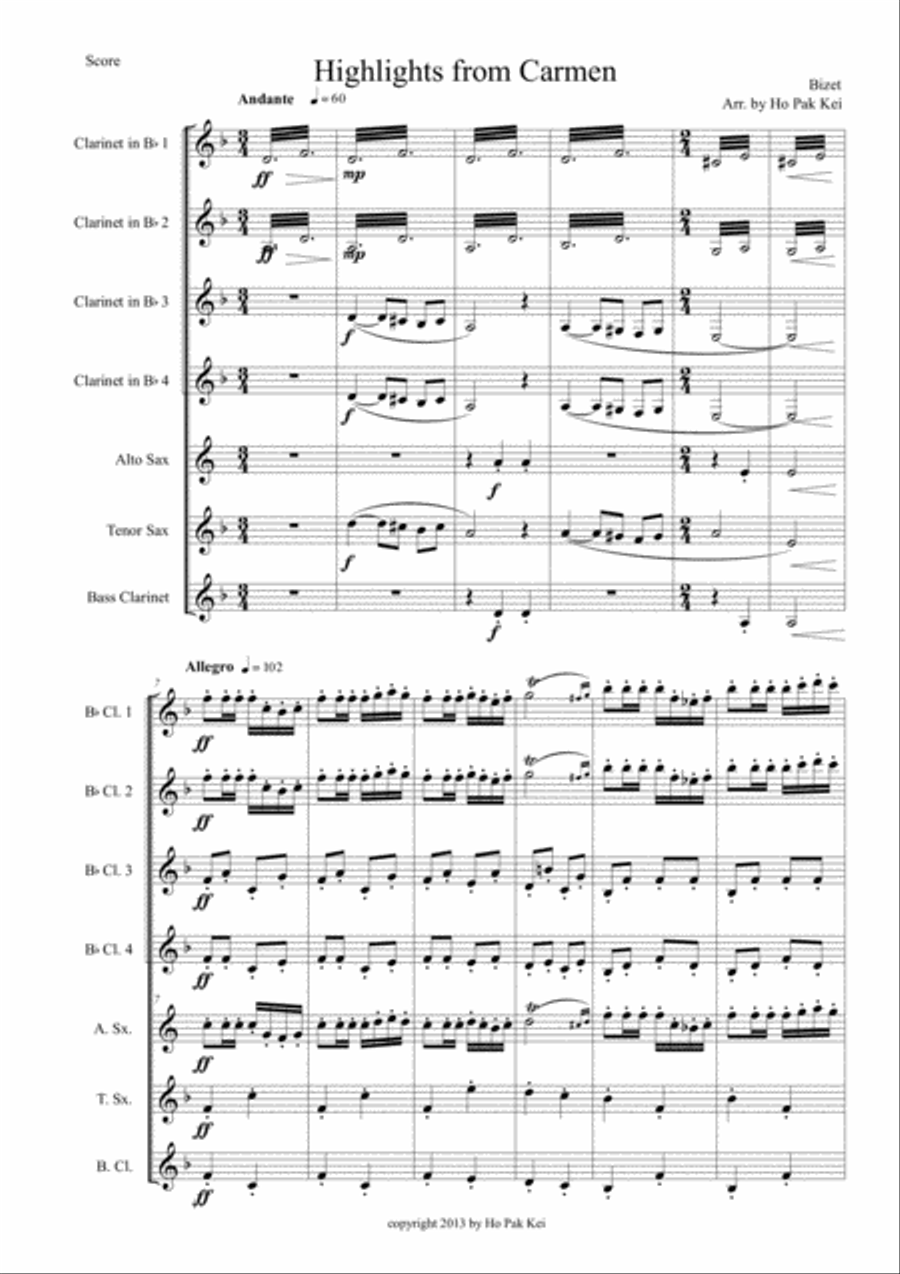 Highlights from Carmen for woodwind ensemble Woodwind Ensemble scores gallery preview page 3