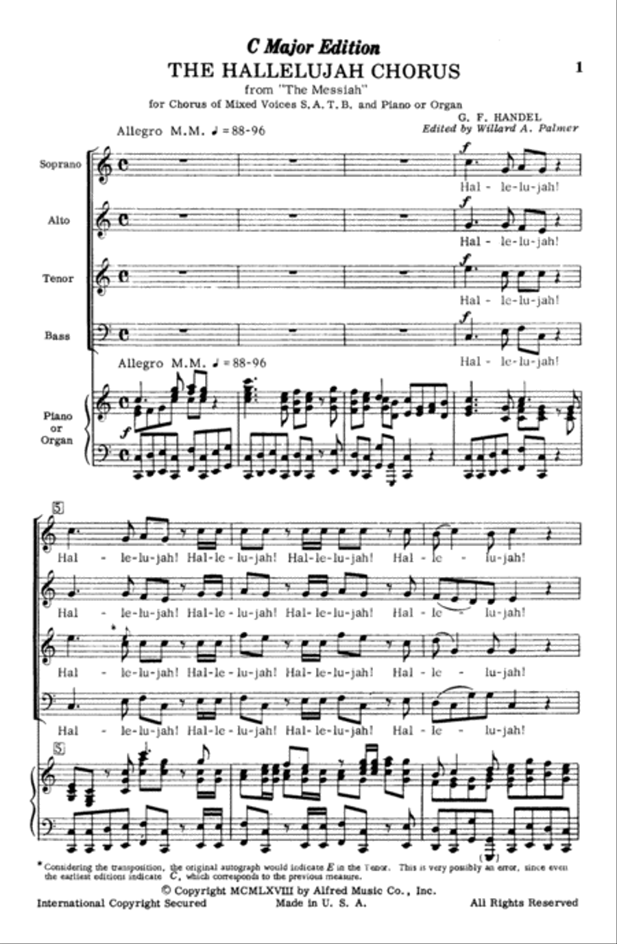 Hallelujah Chorus in C Major Choir scores gallery preview page 1
