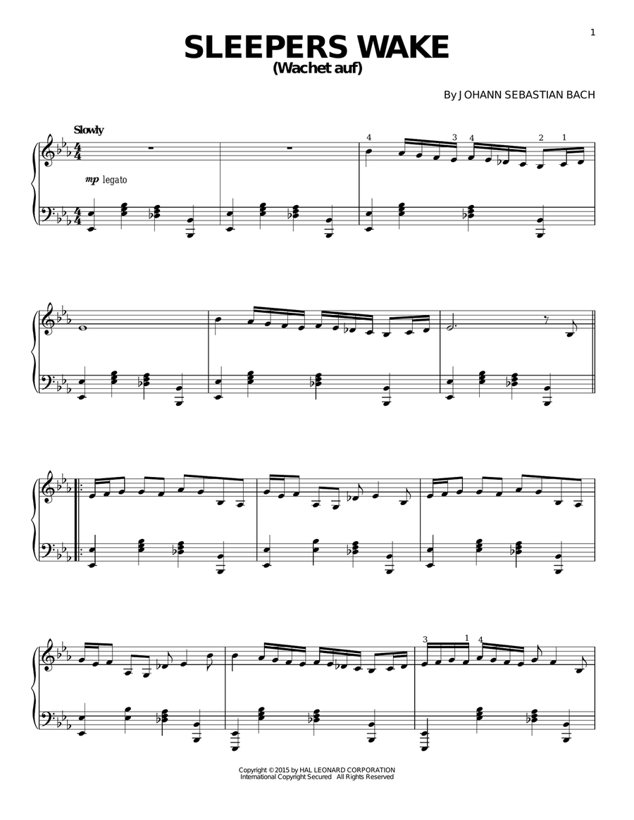 Sleepers, Awake (Wachet Auf) [Jazz version] Piano Solo scores gallery preview page 1