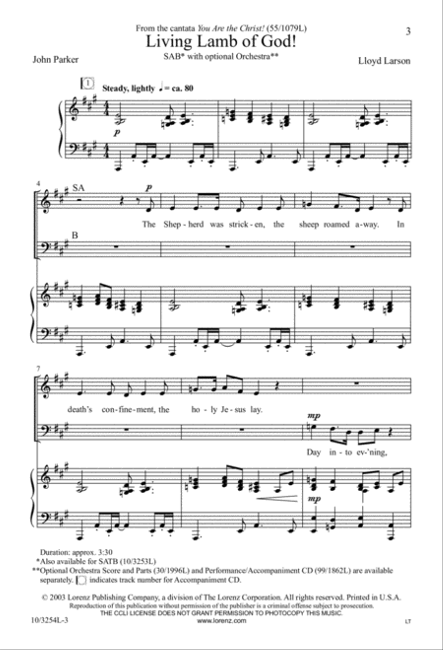 Living Lamb of God! Living Lamb of God! 3-Part scores gallery preview page 3