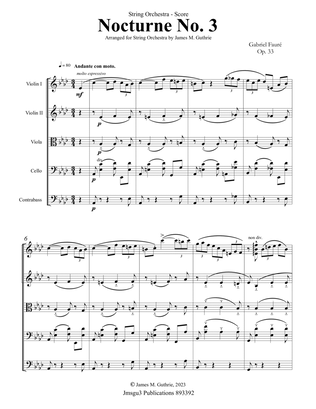 Fauré : Nocturne Op. 33 No. 3 for String Orchestra - Score Only