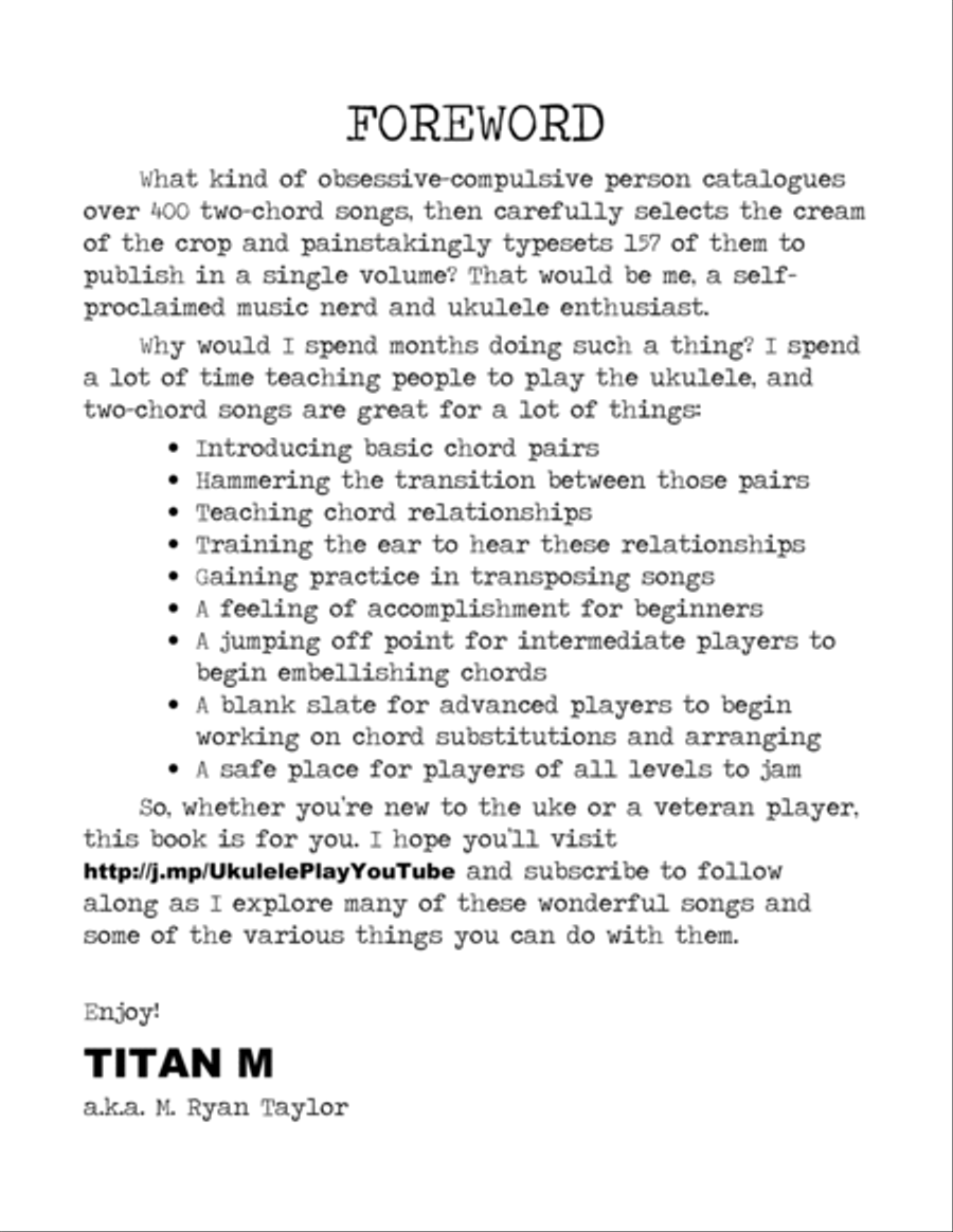 Titan M's 2 Chord Companion : 157 Two Chord Songs : Ukulele Friendly Keys Small Ensemble scores gallery preview page 3