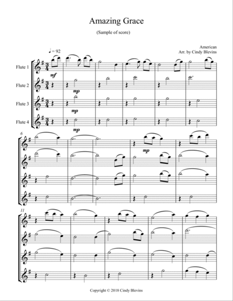 12 Favorite Hymns, Flute Quartet Flute Quartet scores gallery preview page 2