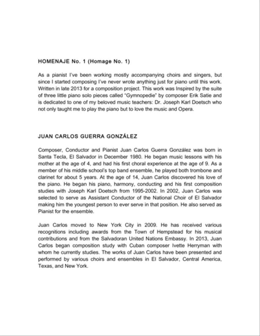 Homenaje No. 1 (Homage No. 1) Piano Solo scores gallery preview page 2