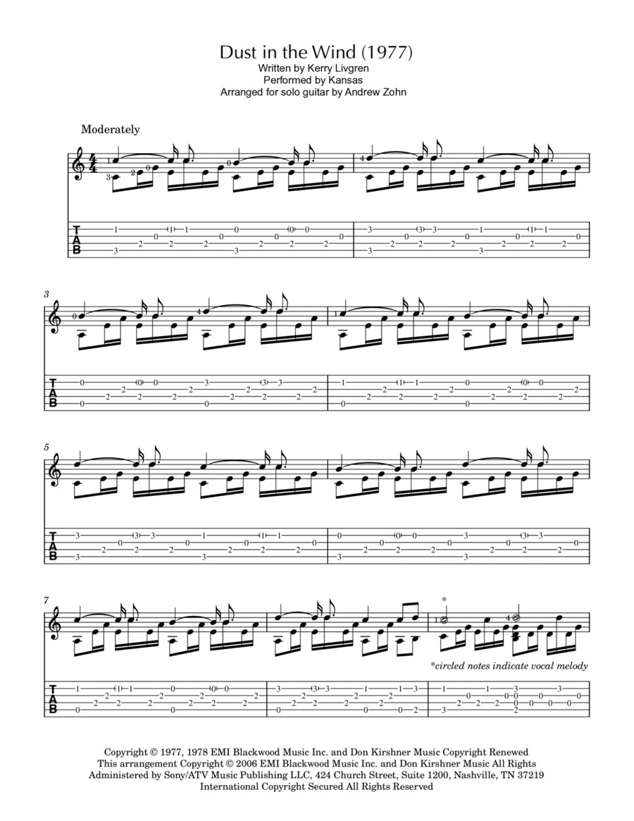 Dust In The Wind Dust In The Wind Electric Guitar scores gallery preview page 1