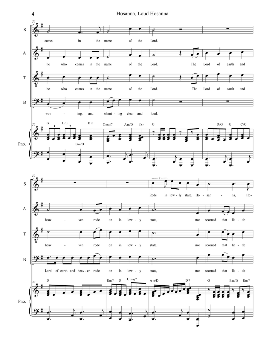 Hosanna, Loud Hosanna (with 