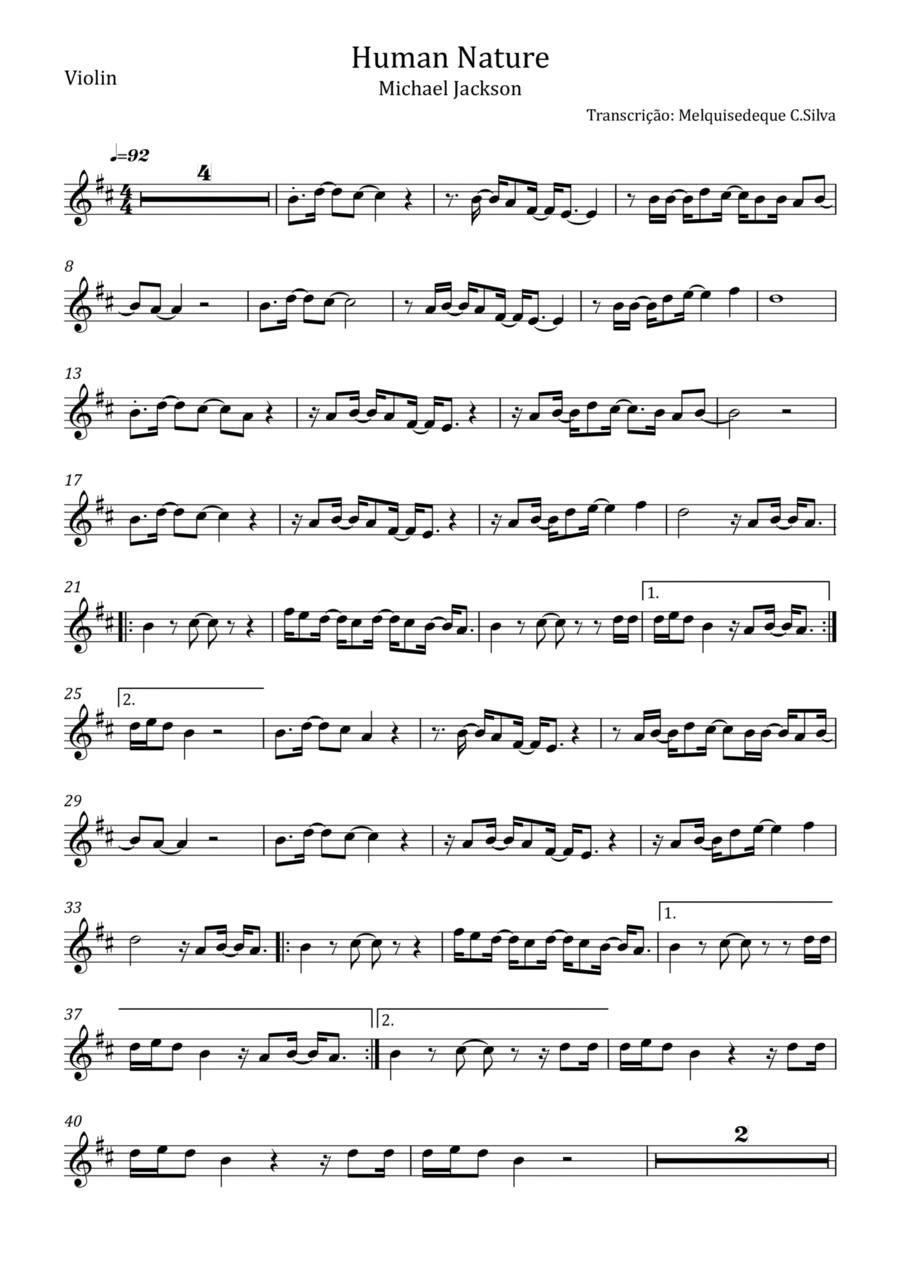 Human Nature Human Nature Violin Solo scores gallery preview page 1