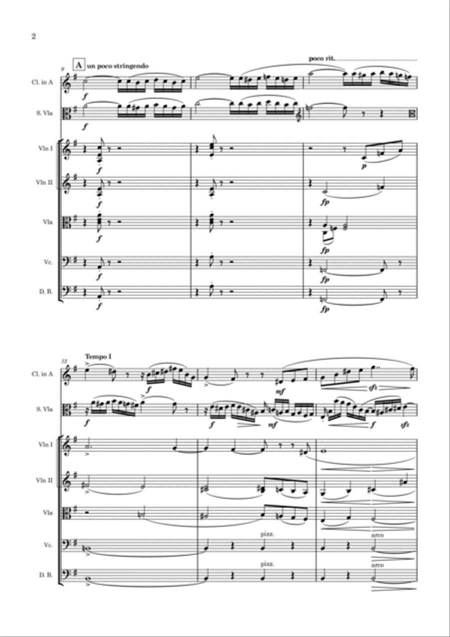 Double Concerto in e minor, Op 88, for clarinet (or violin), viola and string quartet Clarinet scores gallery preview page 4