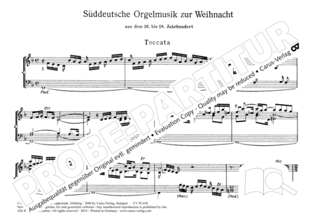 Suddeutsche Orgelmusik zur Weihnacht Bd. I