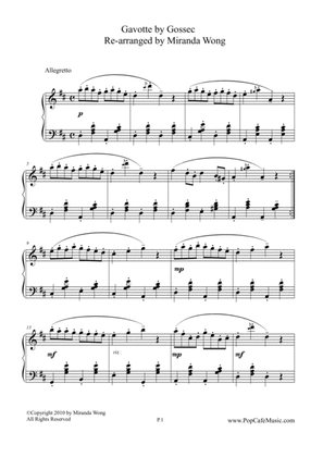 Gavotte by Gossec - Famous Classical Piano Solo (Intermediate Level)