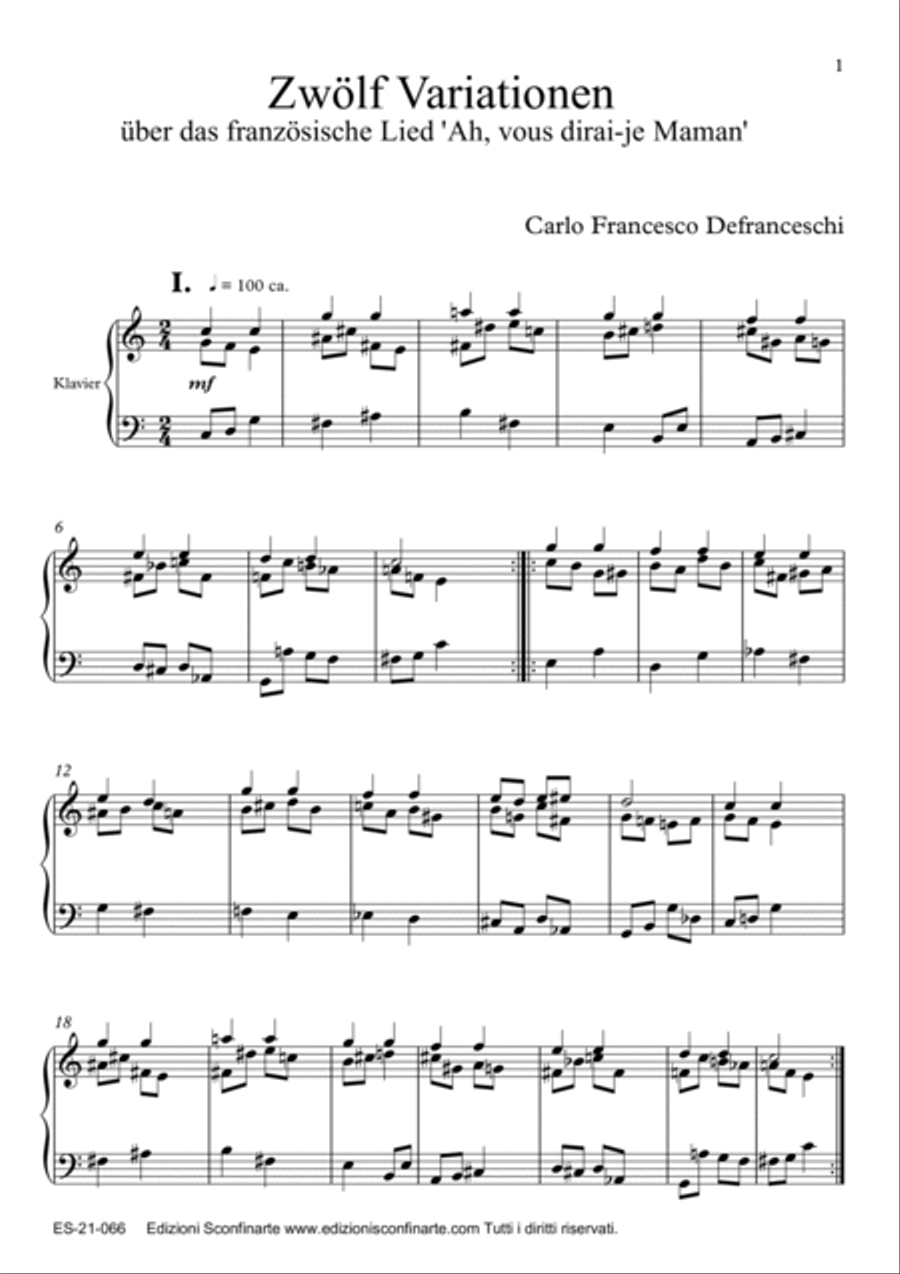 Carlo F. Defranceschi: ZWÖLF VARIATIONEN (ES-21-066)